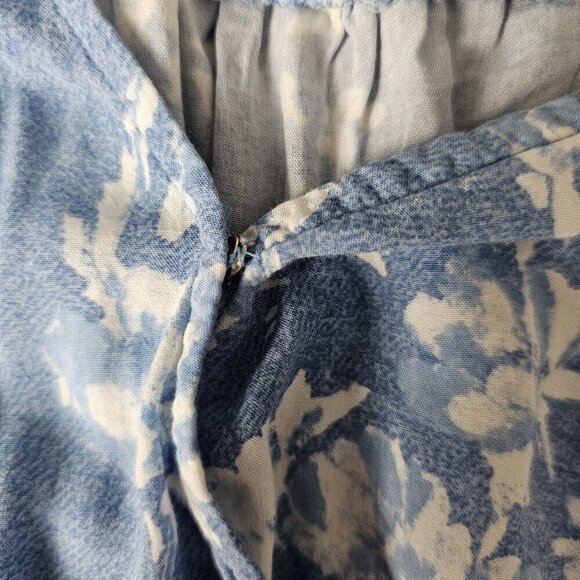 💎Joe B by Joe Benbasset Floral Ruffle Lace Boho Blue And White Romper - Picture 9 of 11